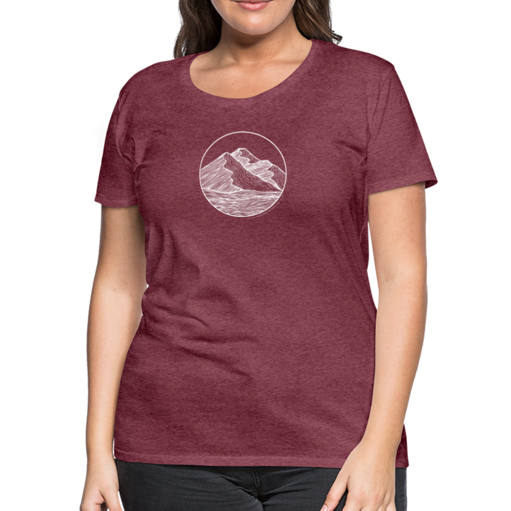 Mountain Scoop Neck T-Shirt - White Ink - heather burgundy