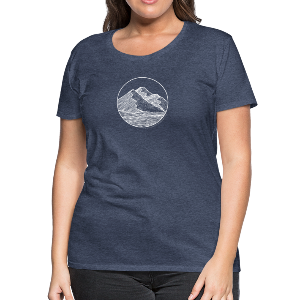 Mountain Scoop Neck T-Shirt - White Ink - heather blue