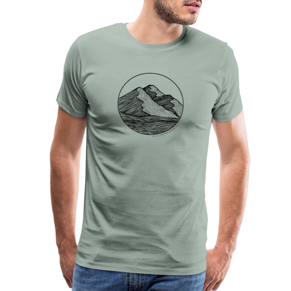 Mountain Crewneck T-Shirt - Black Ink - steel green
