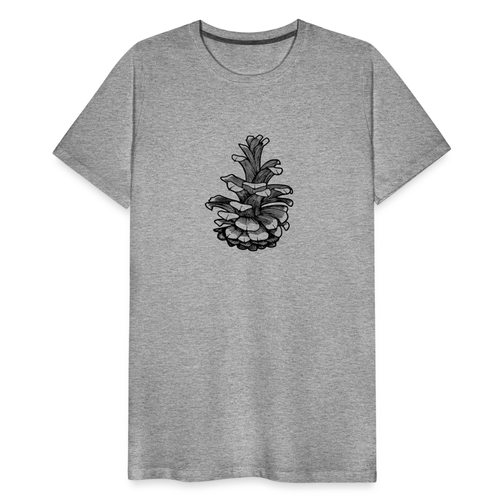 Pinecone Crewneck T-Shirt - Black Ink - heather gray