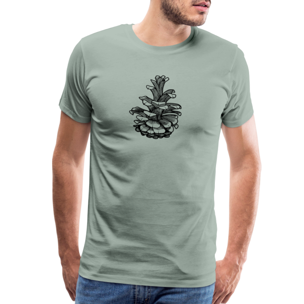 Pinecone Crewneck T-Shirt - Black Ink - steel green