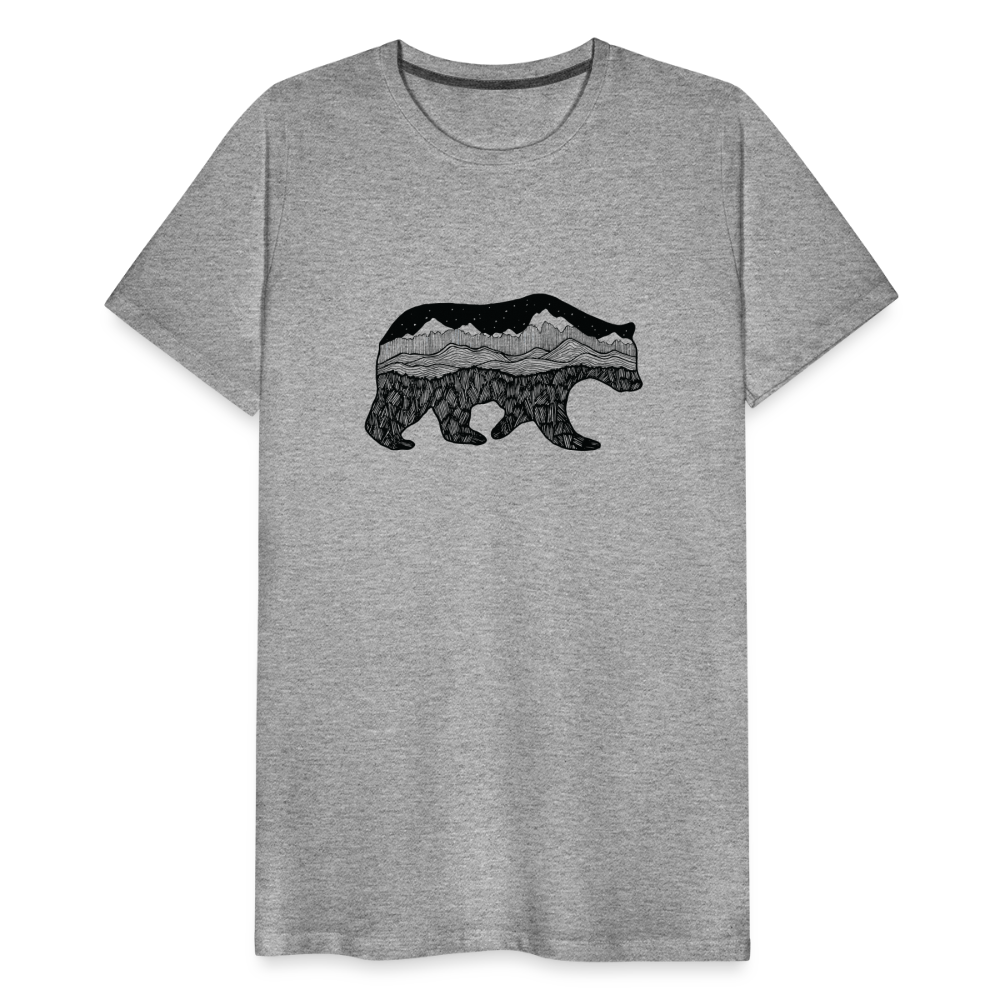 Grizzly Crewneck T-Shirt - Black Ink - heather gray