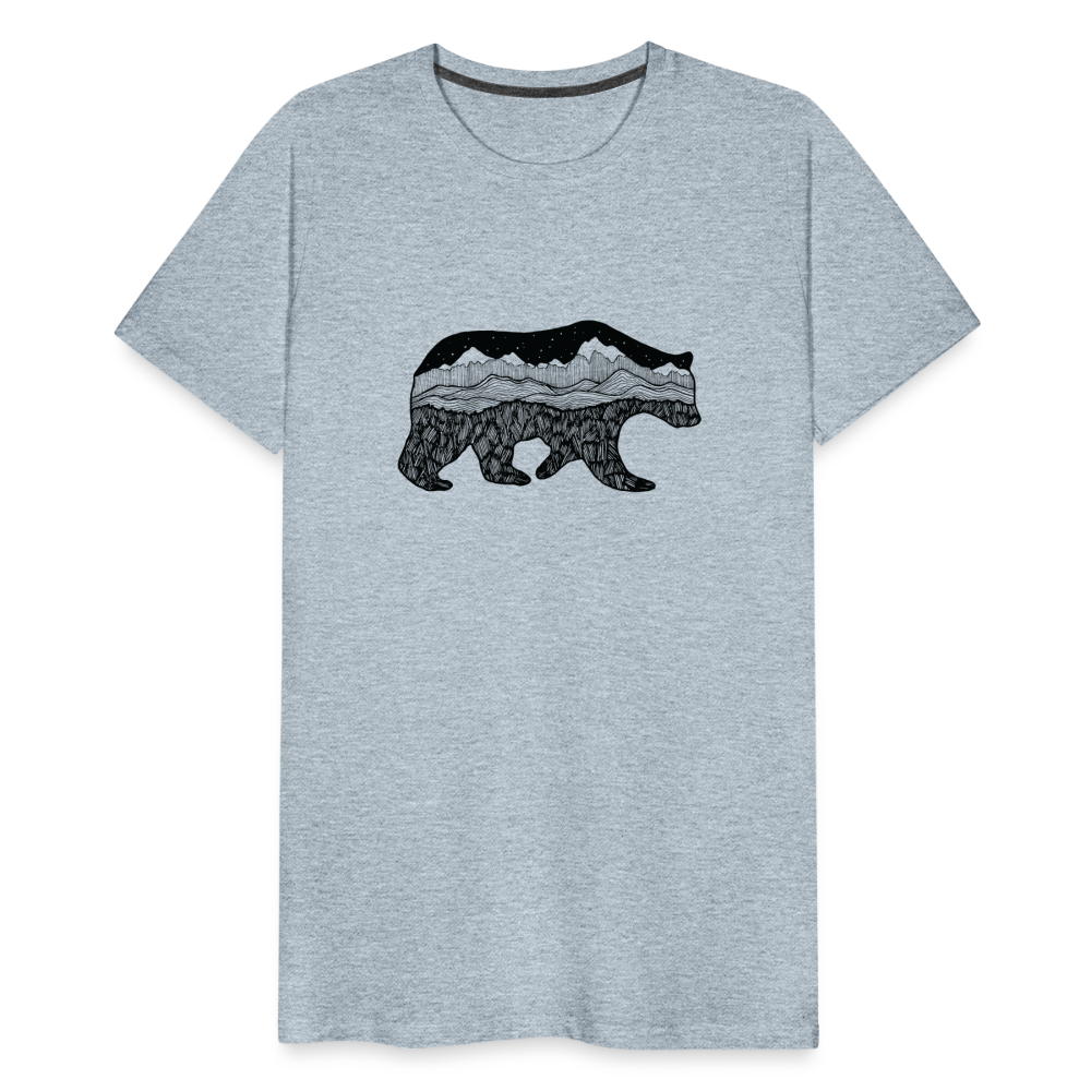 Grizzly Crewneck T-Shirt - Black Ink - heather ice blue