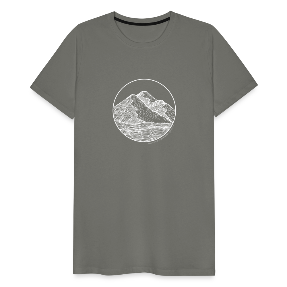 Mountain Crewneck T-Shirt - White Ink - asphalt gray