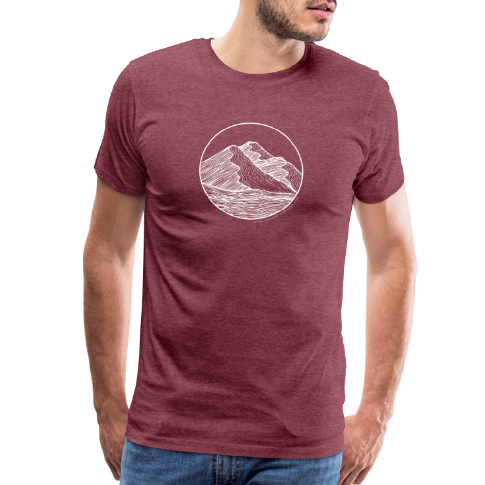 Mountain Crewneck T-Shirt - White Ink - heather burgundy