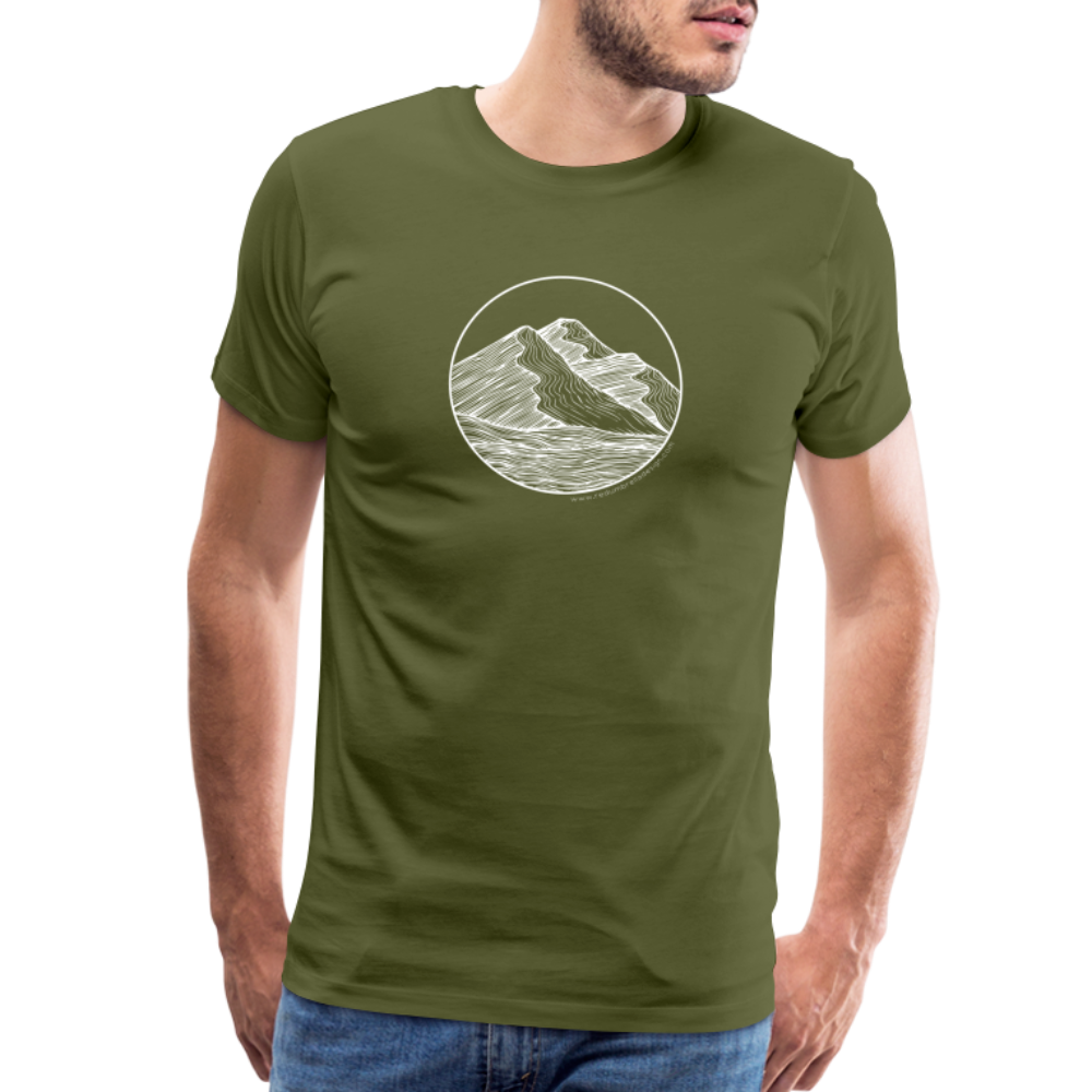 Mountain Crewneck T-Shirt - White Ink - olive green