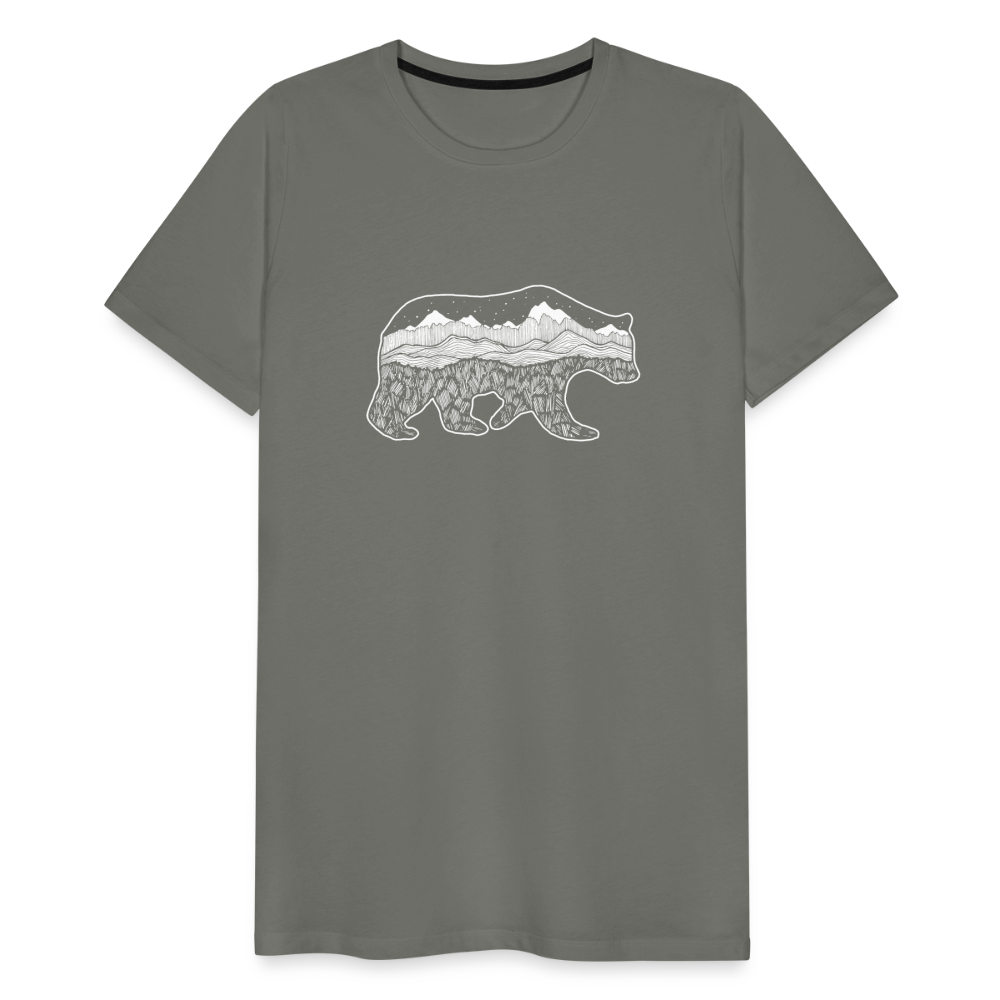Grizzly Crewneck T-Shirt - White Ink - asphalt gray
