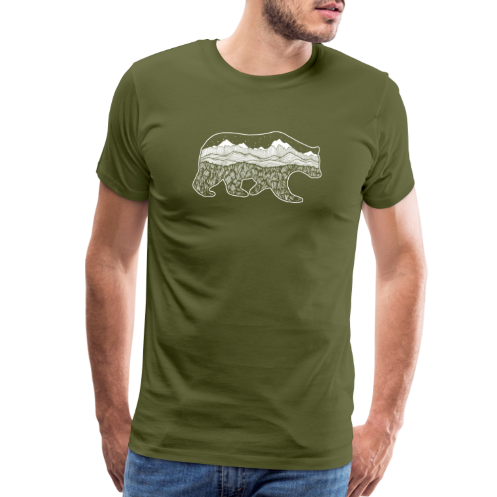 Grizzly Crewneck T-Shirt - White Ink - olive green