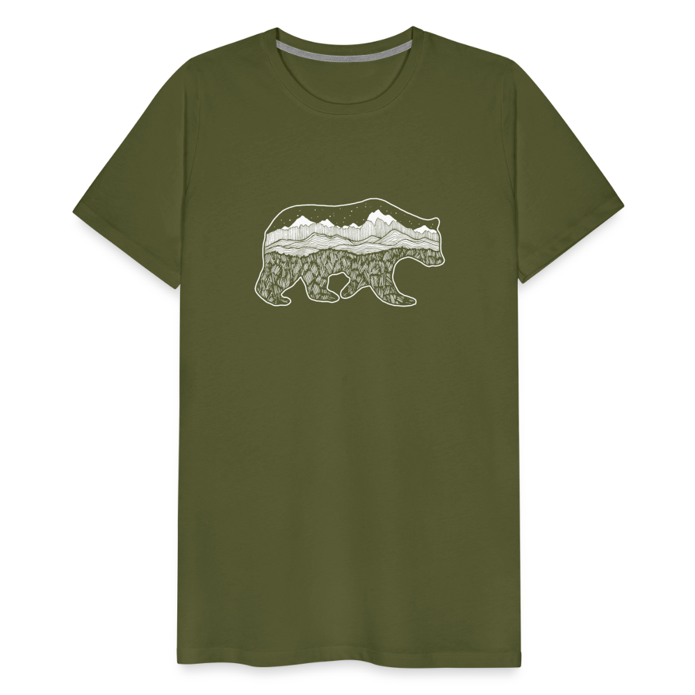 Grizzly Crewneck T-Shirt - White Ink - olive green