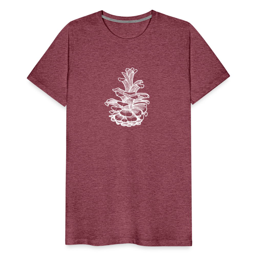 Pinecone Crewneck T-Shirt - White Ink - heather burgundy
