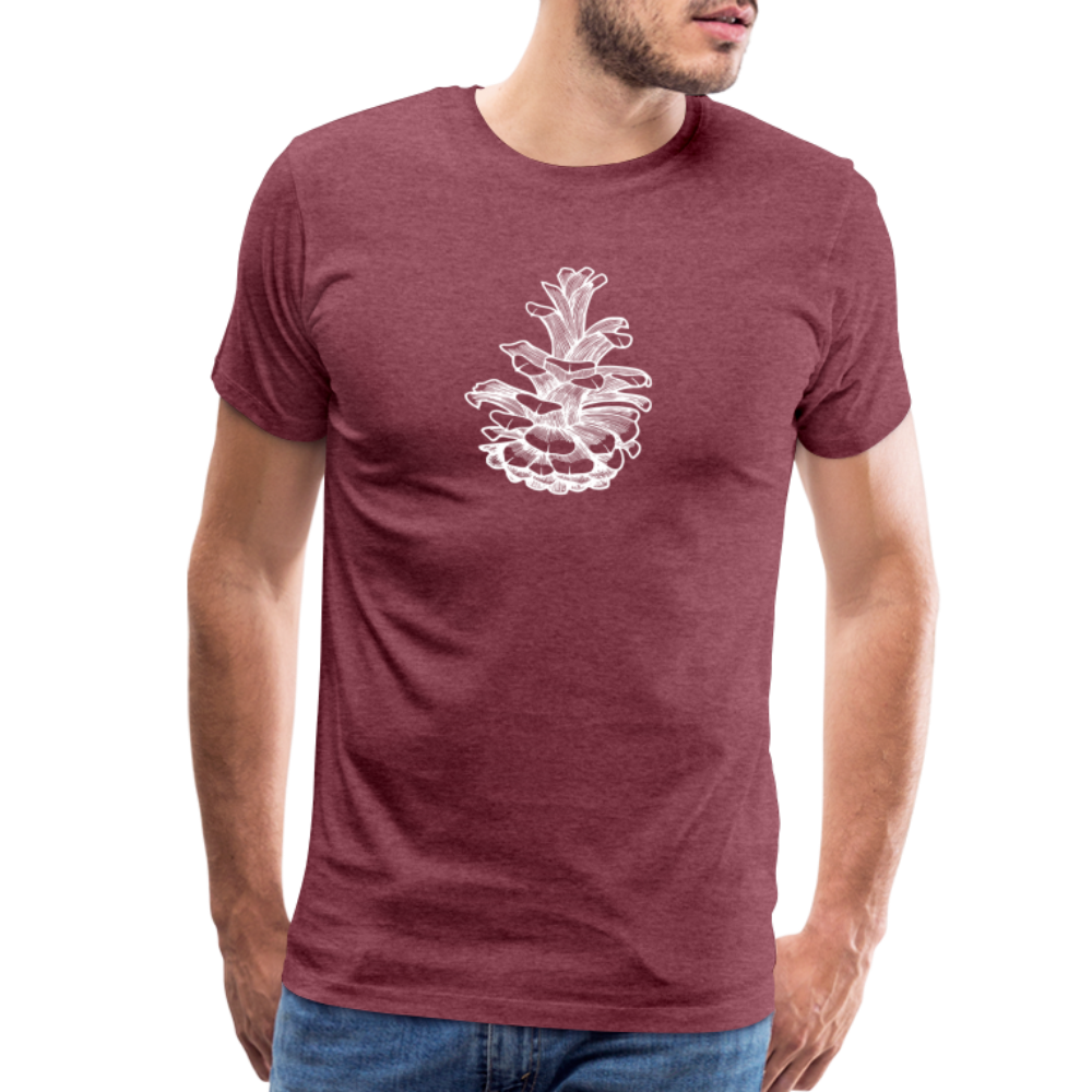 Pinecone Crewneck T-Shirt - White Ink - heather burgundy